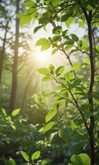 Obraz premium Tender coffee bean shoots, bright green leaves unfurling towards the sun in a natural setting , rural, plant, nature