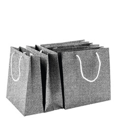  shopping bags retro photocopy effect isolated on white background.Grain effect and stippling. Vector dots texture
