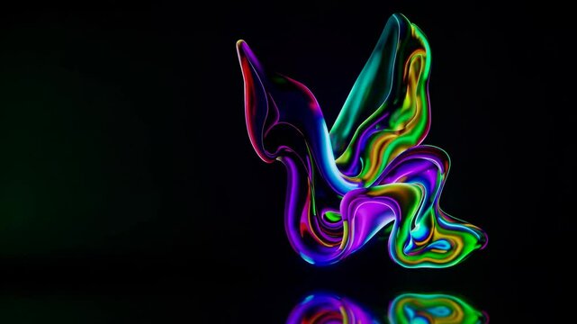 Colorful fluid neon abstract shape smoothly moving animation