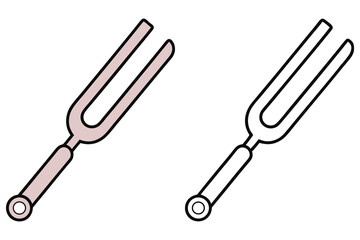 Two cartoonish tuning forks present a musical concept against a white background