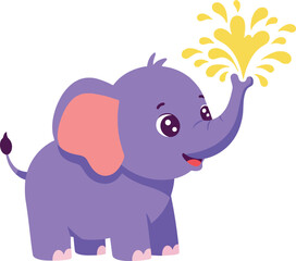 Fototapeta premium Cute purple baby elephant spraying water vector illustration for t-shirt print designs and projects