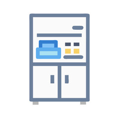 Fototapeta premium Refrigerator Icon Representing Office Pantry and Workplace Food Storage