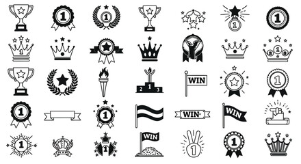Collection of Award Icons in Monochrome Style