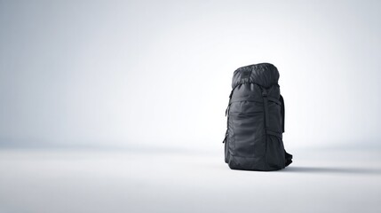 single item of travel gear stands isolated against stark white backdrop emphasizing minimalism and offering expansive
