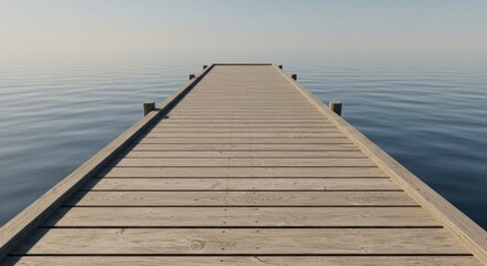 Fototapeta premium Peaceful wooden pier extending into calm water