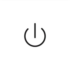 The power button icon vector is black with a white background. Power on, power off button.