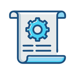 Fototapeta premium Scroll with Gear Icon Representing Development Planning and Technical Documentation