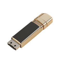 USB flash drive with cap off, side view, isolated