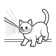 Obraz premium Naughty Black Outline Cat Vector for Coloring Pages, Funny Kitten Design