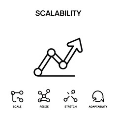 A silhouette of  Scalability line icon set vector on a white background