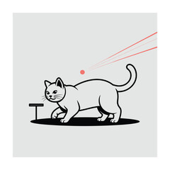 Naughty Black Outline Cat Vector for Coloring Pages, Funny Kitten Design