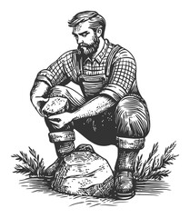Detailed Vector Illustration of a Lumberjack in a Rustic Style