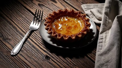 Rustic Table Setting with Classic Custard Tart - Powered by Adobe
