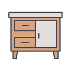 Side Cabinet with Drawer Icon Representing Living Room Storage Furniture