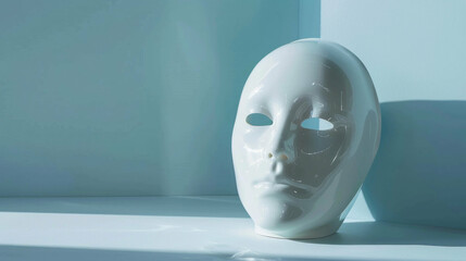 White mask minimalist abstract photography cool color palette identity concept