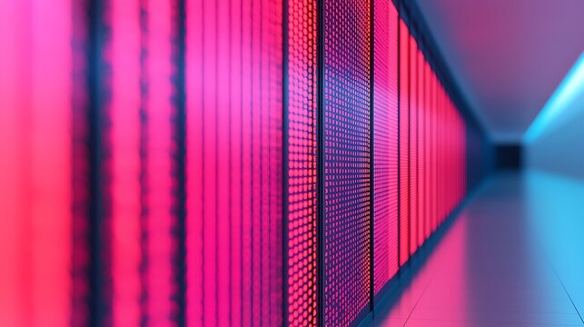 Futuristic Digital Data Stream: Abstract Pink And Blue Neon Tunnel