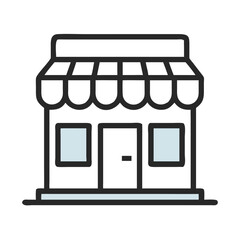 Storefront Icon Representing Retail Shop Entrance and Storefront Display