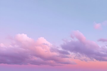 Serene Sky with Soft Pastel Colors at Dusk and Gentle Clouds