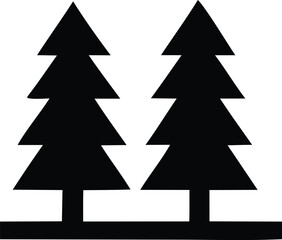 A festive vector illustration features a set of green Christmas tree icons, perfect for holiday greeting card designs