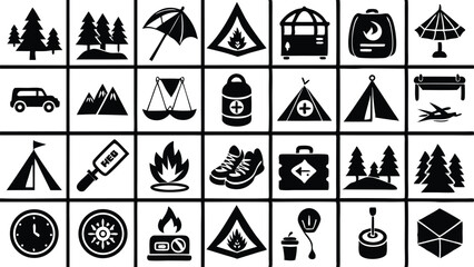 Beach travel and holiday icon set vector illustration