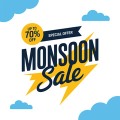 Monsoon Sale Vector Illustration.
