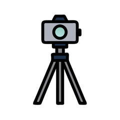 Tripod Camera Icon Representing Photography and Stable Camera Setup
