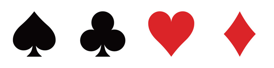 トランプのスートのベクターイラスト：ハート、ダイヤ、クローバー、スペード