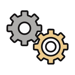 Fototapeta premium Two Interlocking Gears Icon Representing Mechanical Operation and System Integration
