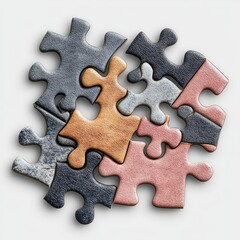 Disjointed puzzle pieces, various colors