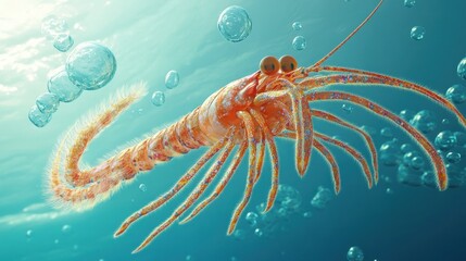 Colorful Shrimp Underwater Bubbles