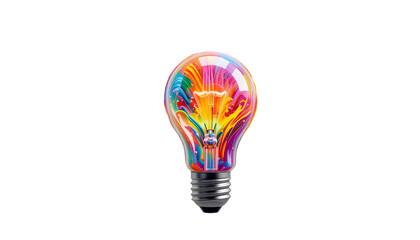 Obraz premium colorful light bulb isolated on transparent background 