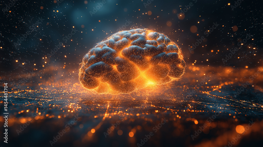 Poster a conceptual visualization of artificial general intelligence (agi) interconnecting lines ,surrounde