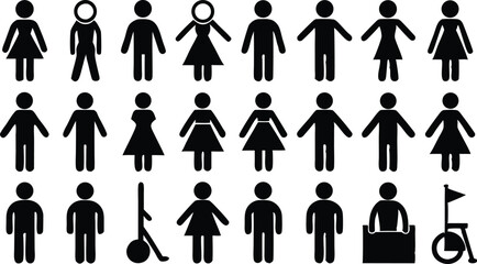 Man and woman icon set, a vector symbol of a couple or family figure pictogram