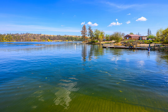 A boy flyfishes in Silver Lake near the small town of Medical Lake in Spokane County Washington.