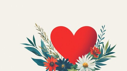 A heart-shaped design surrounded by floral elements.