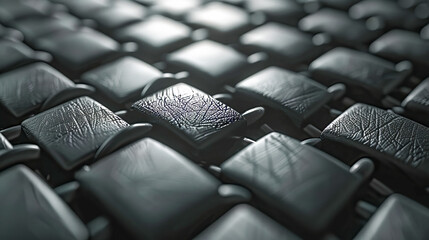 Fototapeta premium Interwoven black leather squares forming textured surface