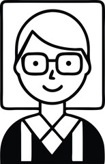 Vector cartoon illustration of a smiling businessman character in a suit with glasses