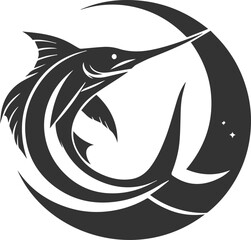Marlin fish silhouette vector