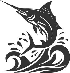 Marlin fish silhouette vector