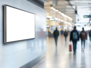 Blank Digital Signage in Modern Airport Terminal - Mockup for Advertisement