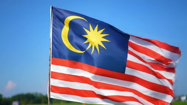 Malaysian Flag Waving Animation Loop