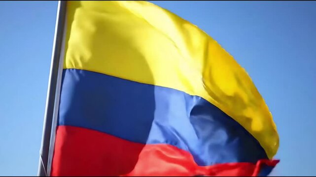 Colombian Flag Waving Animation Loop