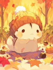 Adorable Squirrel in Autumn