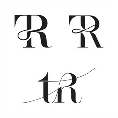 Elegant TR monogram design variations
