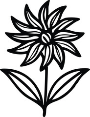 Monochrome floral vector illustration showcases a black and white flower, a timeless nature design element