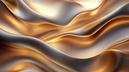 Obraz premium Abstract flowing gold and silver fabric