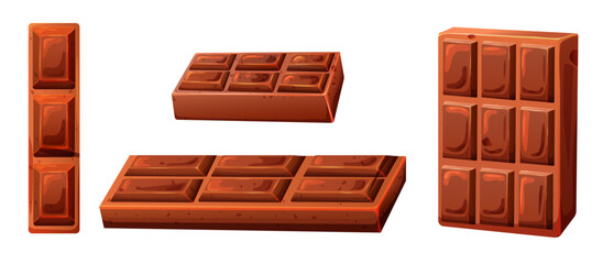Set of milk chocolate on transparent background. Candy bar