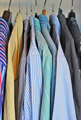 Various Male Shirts in Wardrobe