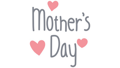 Celebratory design for Mother's Day with hearts and text. in flat color style