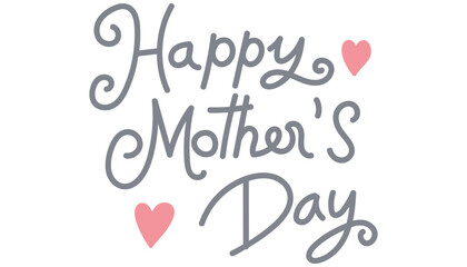 Happy Mother's Day greeting with decorative text and hearts. in flat color style